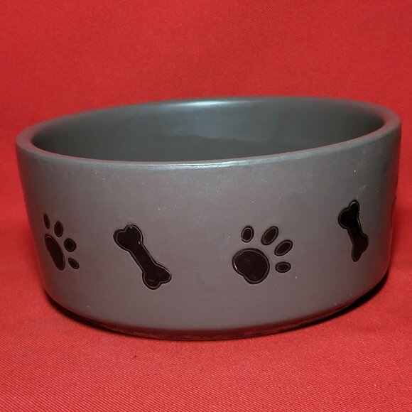 Ceramic Pet Dog Cat Bowl Paw Bone Pattern - Picture 1 of 9